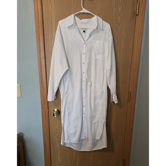 Universal Thread Shirtdress Large White Cotton Button Up Midi Length - Picture 1 of 8